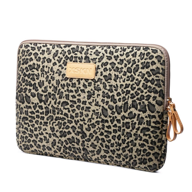 XSKN Yellow Leopard Spot Canvas Fabric Zipper Laptop Sleeve Case Cover for All 13 14 15 inch Computers, Laptop Bag for Air/Pro/Retina Laptops/Notebook (15 inch, for 15.6 inch Laptop) - Image 4